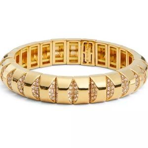 KATE SPADE SLICED SCALLOPS PAVE’ STRETCH BRACELET NWT WITH DUST BAG